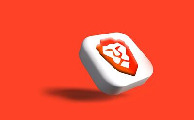 A illustrated lion head; the logo of the Brave Browser.