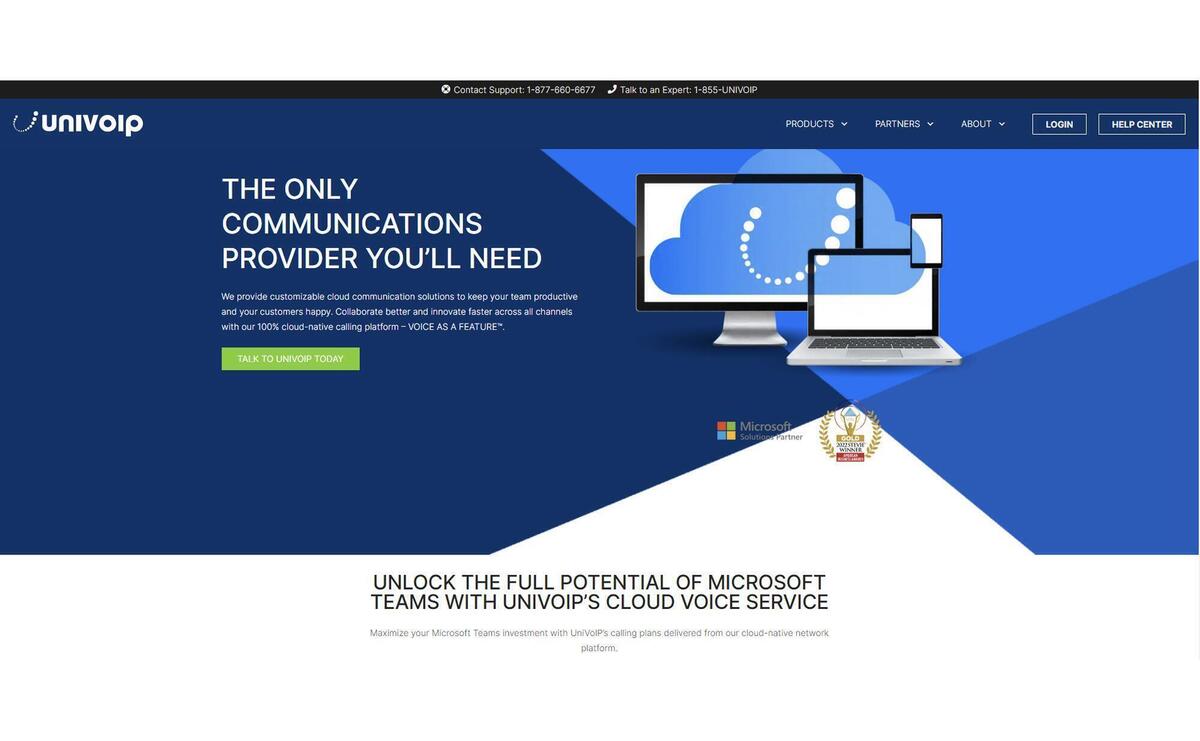 Screenshot from UniVoIP's website