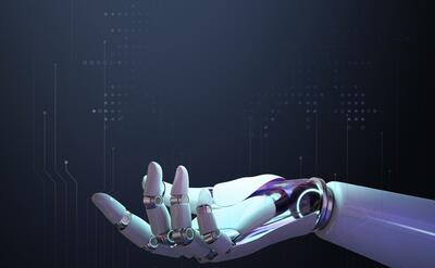 Hand, robot, ai, hold, future, space, technology.