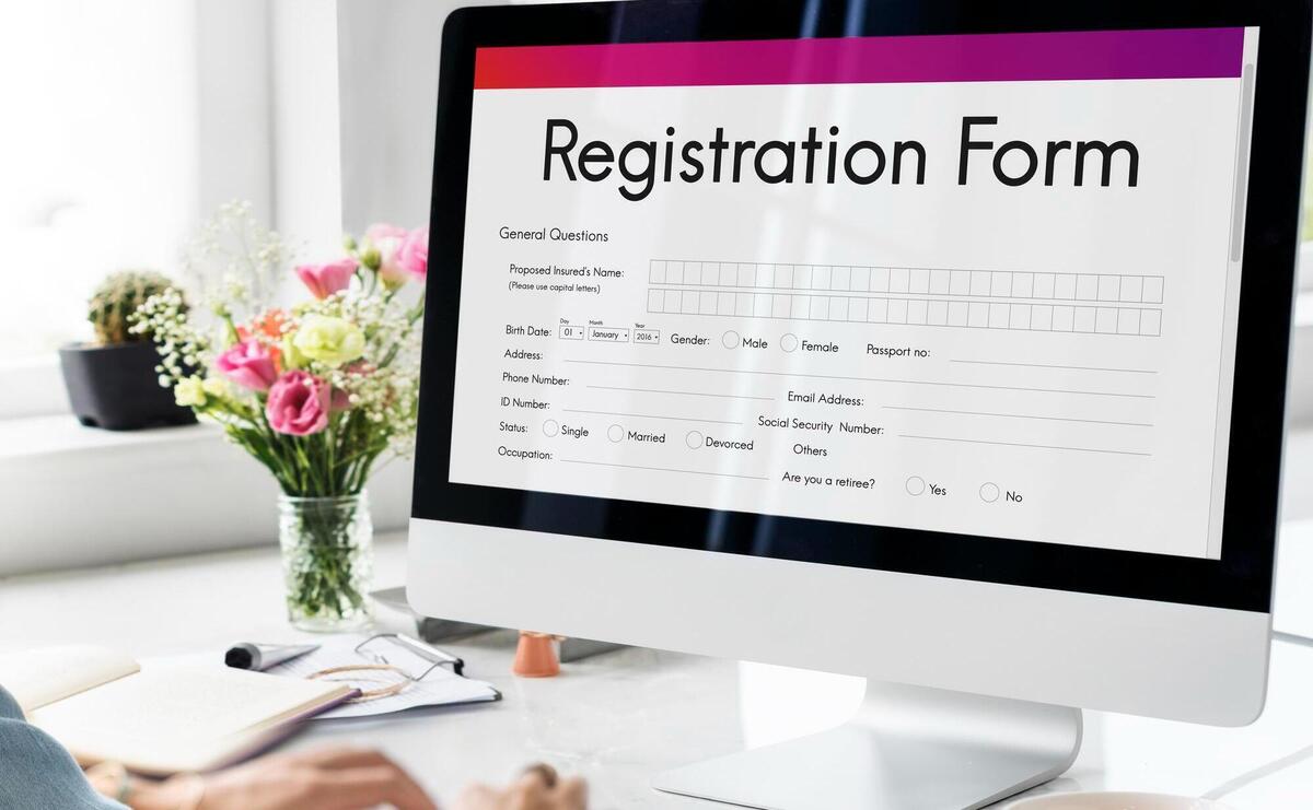 Registration application paper form.