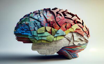 Human brain with paper colors generative.