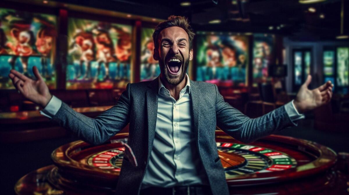 Portrait of man gambling at a casino