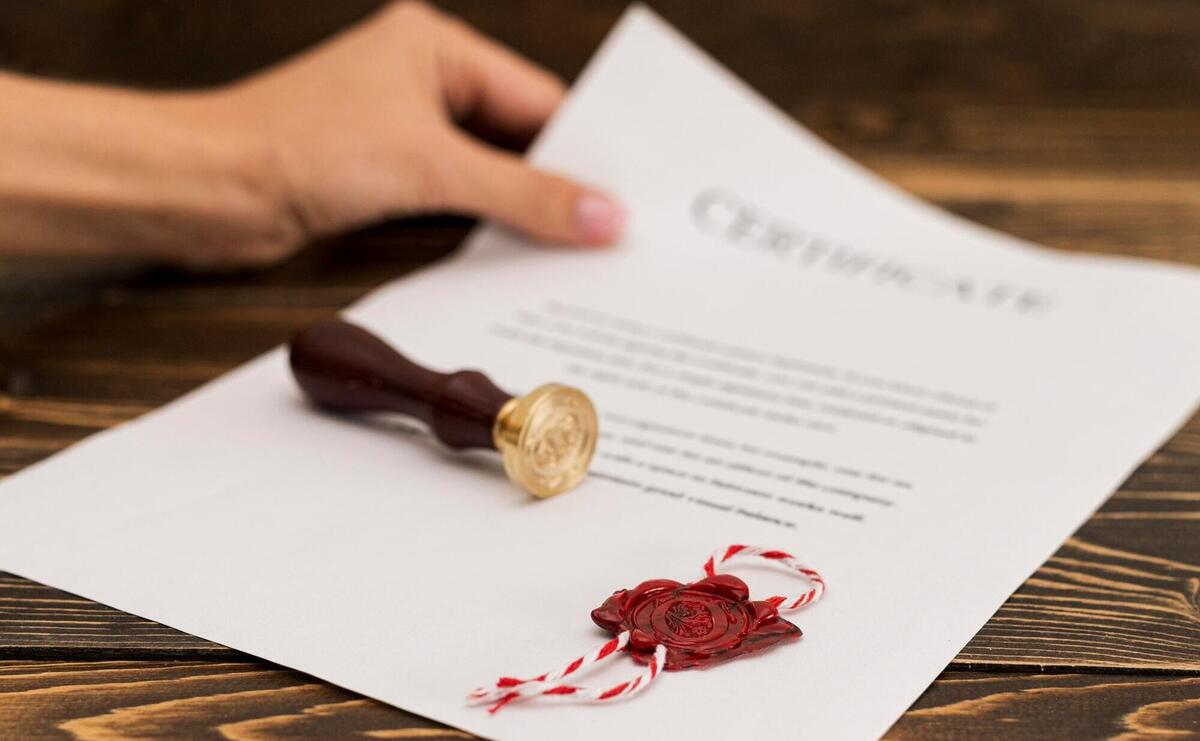 A hand holding a piece of paper with the word 'CERTIFICATE' visible.