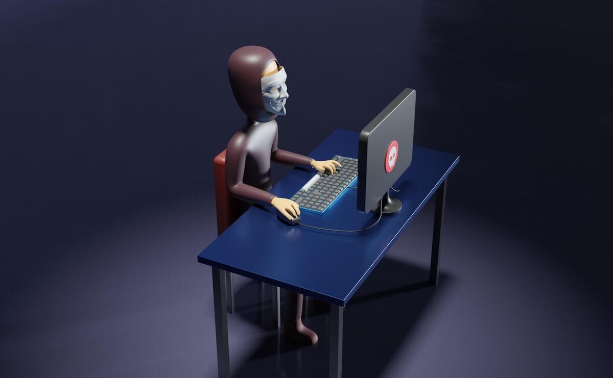 3D illustration of a cybercriminal.