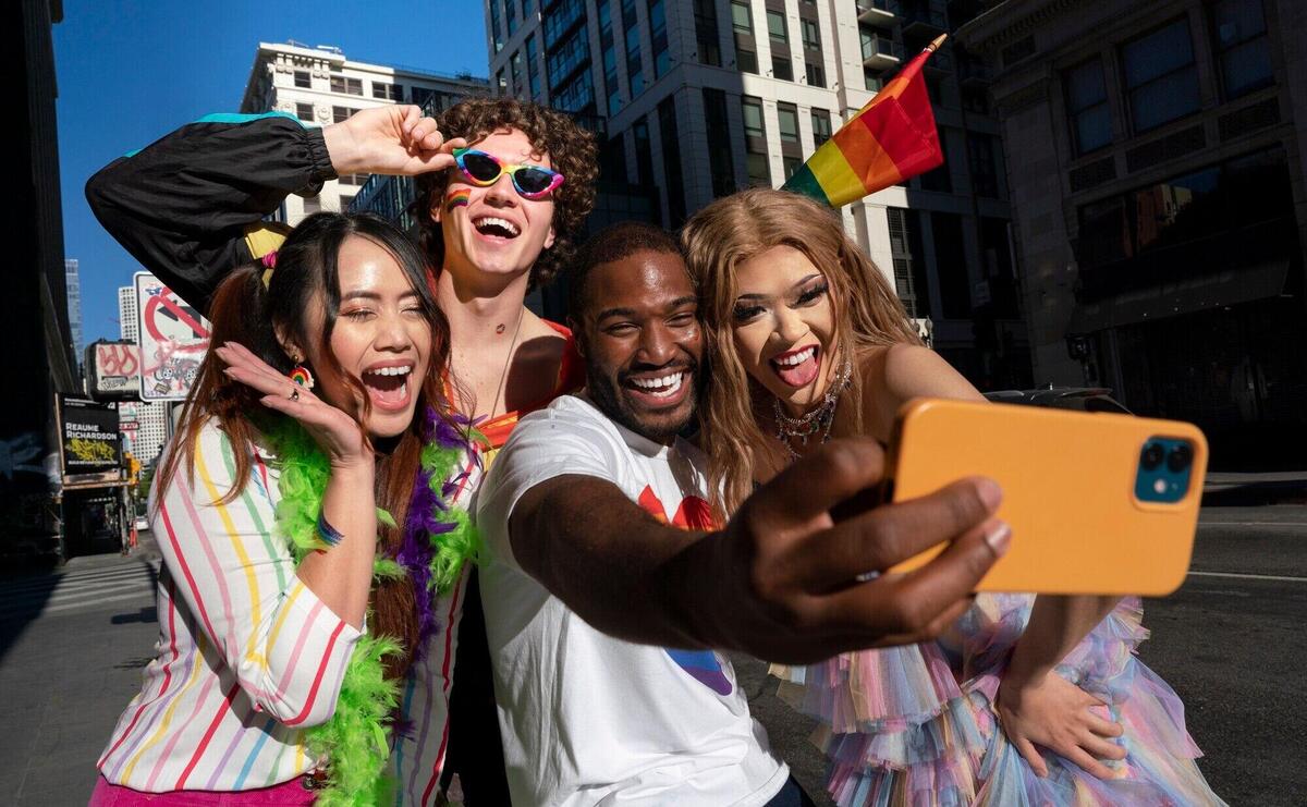 Young people celebrating pride month